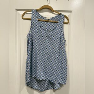 Pleione Asymmetrical Blue and White Sleeveless Tank Top - Small